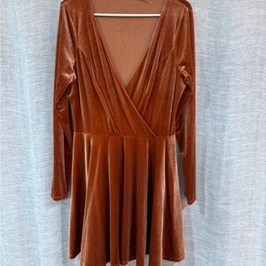 Kimchi Blue Velvet Wrap Dress in Rust